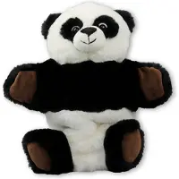 Merkloos Zwart/witte pandas handpoppen knuffels 22 cm knuffeldieren - Handpoppen