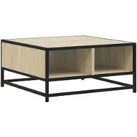 vidaXL Salontafel 60,5x60,5x30 cm bewerkt hout en metaal sonoma eiken