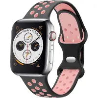 Strap-it Classic Sportbandje - Geschikt voor Apple Watch (Series 12/11/10), (SE 3/2/1), (Series 9/8/7/6/5/4) - 38/40/41/42mm - Zwart/Roze - Siliconen bandje sport - Sport Loop iWatch bandje
