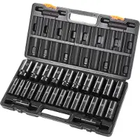 Vevor Slagdopsleutelset, 1/2 inch, 26-delig, slagdoppen, diepe doppen, 6-punts doppen, 1/2 inch aandrijving, metrische slagdopsleutelset 10–36 mm