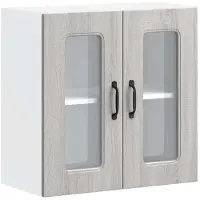 vidaXL Keukenbovenkast met glazen deur Kalmar bewerkt hout grijs sonoma eiken