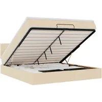 vidaXL Ottomanbed met matras en LED-verlichting, crème, 160x200 cm, gestoffeerd