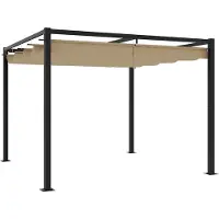 vidaXL Tuinpaviljoen met uitschuifbaar dak, taupe kleur, 3x3 meter, staal