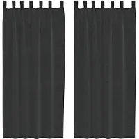vidaXL Gordijnen voile met tab top 2 st zwart