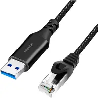 Logilink USB 3.2 Gen 1 (USB 3.0) Adapterkabel [1x USB 3.2 Gen 1 stekker A (USB 3.0) - 1x RJ45-stekker 8p8c] CU0400 1.00 m Textielmantel