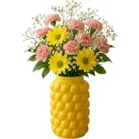 MISOU Citroenvaas - 16x16x26 - Bloempot - met Citroenen - Plantenpot - Hoge Bloempotten - voor Binnen en Buiten - Citroen Vaas - Extra Large - Cement - CITRINE