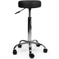 Office Tabouret kruk hoog met gasveer harde wielen zw