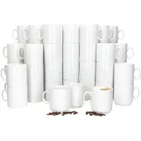 MamboCat Set van 48 EVENT stapelbare koffiemokken wit porselein 250 ml