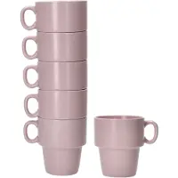 MamboCat Set van 6 koffiemokken Stata roze porselein - 11801