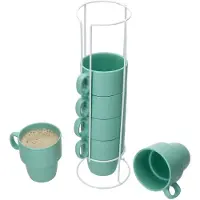 MamboCat Set van 6 koffiemokken met standaard Stata Vessia Mint porselein - 11801