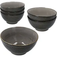 MÄSER Set van 6 PROSPERO porseleinen slakommen bruin 16cm voor 6 personen