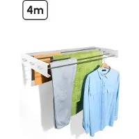 Bodo In- en uitklapbaar droogrek met Ophanghaken - Wit - 4m Drooglengte