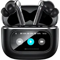 Soundtrex Display Draadloze Oordopjes - Bluetooth Oordopjes – Oortjes draadloos - Active Noise Cancelling - LED Display - Bluetooth 5.3 – Zwart