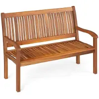 Costway Houten tuinbank, weerbestendig, zitbank voor 2-3 zits, van acaciahout, tot 320 kg belastbaar, parkeerbank voor terras, balkon, tuin, 126 x 63 x 91 cm