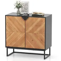 Costway Sideboard met 2 deuren, keukenkast met plank, buffetkast modern met metalen poten, opbergkast voor keuken, eetkamer, woonkamer, 80 x 40 x 80 cm
