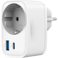 Gembird 2-poorts USB snellader met doorvoerstekker, 20W, wit