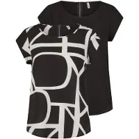 ONLY Dames T-Shirt ONLVIC 2 Pack bequem Zwart Ronde Hals Volwassenen t-shirt blouse - Zomerse t-shirt