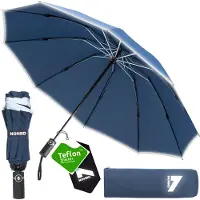 Nohrd Stormparaplu - Blauw - Paraplu Opvouwbaar - Stormbestendig 108 km/h - Stormparaplu's - Automatisch In- en Uitklapbaar - Reflecterend - Paraplu's - Incl. Beschermhoes
