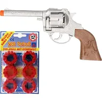 Partyxplosion Cowboy/politie speelgoed revolver/pistool - metaal - 12 schots ringen plaffertjes - 288 shots