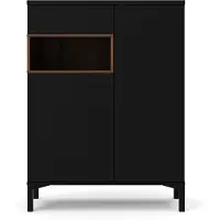 Ebuy24 Ringe dressoir 2 deuren, 1 lade en 1 vak zwart en walnoot decor.
