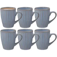 Secret De Gourmet Koffiemokken Rome - 6x stuks - Keramiek - blauw - 380 ml - 9 x 11 cm - old stone look