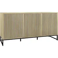 Sweeek Dressoir met 3 deuren gegroefd houteffect en metaal 160cm Naturel