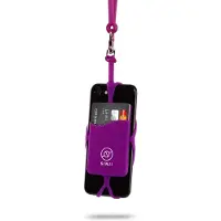 Sinji Telefoonhouder met koord - Rekbaar - Universeel - Telefoon Nek Strap - Pashouder - Paars