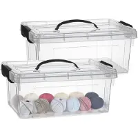 PlasticForte Opslagbox - 2x - met deksel - transparant grijs - 8.5 liter - 36 x 26 x 15 cm - kunststof - opbergdoos - opbergen