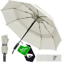 Nohrd Stormparaplu - Gebroken wit - Paraplu Opvouwbaar - Wind Doorlaatbaar - 140 km/h - Stormparaplu's - Automatisch In- en Uitklapbaar - Paraplu's - Incl. Beschermhoes