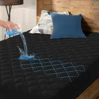 BOTC Matrasbeschermer - Waterdichte Matrasbeschermer - 90x200 cm - Hoeslakenbadstof Matrasbeschermhoezen - Antibacteriëel - Rondom Elastiek - Zwart