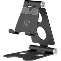 Sinji Foldable stand – Telefoon en tablethouder – Opvouwbaar en verstelbaar – Aluminium – Antislip en antikras siliconen - Zwart