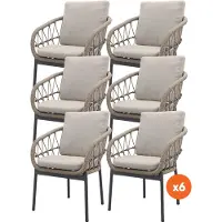 Van der Garde Tuinmeubelen Set van 6 - Julia dining tuinstoel - Antraciet