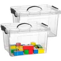PlasticForte Opslagbox - 2x - met deksel - transparant grijs - 23.5 liter - 42 x 36 x 25 cm - kunststof - opbergdoos - opbergen