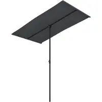 The Living Store Parasol 180 x 110 x 208 cm - UV-beschermend polyester - Stalen paal - Draaibaar - Zwart