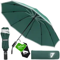 Nohrd Stormparaplu - Donkergroen - Paraplu Opvouwbaar - Stormbestendig 108 km/h - Stormparaplu's - Automatisch In- en Uitklapbaar - Reflecterend - Paraplu's - Incl. Beschermhoes