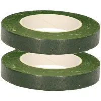 HBX natural living Bloementape - 2x - groen - zelfklevend - 27m x 1cm - bloemendraad/bloemistentape