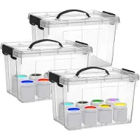 PlasticForte Opslagbox - 3x - met deksel - transparant grijs - 11 liter - 34 x 24 x 21 cm - kunststof - opbergdoos - opbergen