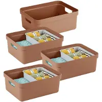 Sunware opbergbox Sigma - 4x - kunststof - 24 liter - terra - opberg dozen/bakken - opbergers - 45 x 35 x 18 cm