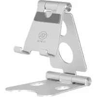Sinji Foldable stand – Telefoon en tablethouder – Opvouwbaar en verstelbaar – Aluminium – Antislip en antikras siliconen - Zilver