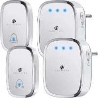 Equivera Draadloze Deurbel - Draadloze Deurbel - Draadloze Deurbel voor Buiten - Huis Deurbel - Belknop - 2 Zenders + 2 Ontvangers - Waterdicht - Draadloze Deurbel Set