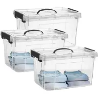 PlasticForte Opslagbox - 3x - met deksel - transparant grijs - 18.5 liter - 42 x 30 x 24 cm - kunststof - opbergdoos - opbergen