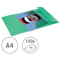 OEM VON hoekmap A4, PP-kunststof, voor 150 vellen, 3 kleppen, map met elastische band, met moderne VON-print, lichtgewicht map voor school en thuis, 5 stuks, groen, 30070055