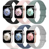 Podec Smartwatch - Siliconen Strap Multicolor Set van 6 - Geschikt voor Apple Watch - Bandje Geschikt voor iWatch 42 / 44/ 45 / 49 mm - Geschikt voor Series 1/2/3/4/5/6/7/SE