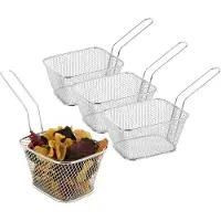 Cook Concept Frietmandje/patatjes serveermandje - 8x - zilver - metaal - 23 x 14 x 11 cm - draadmandje