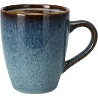 Excellent houseware Koffiemokken Pompei - 1x stuks - Keramiek - blauw - 350 ml - 9 x 11 cm - old stone look