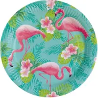 Amscan 8x Flamingo bordjes 23 cm