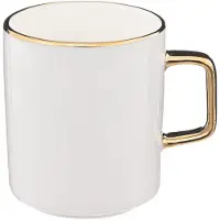 Secret De Gourmet Koffiemokken Athena - 1x stuks - Keramiek - wit/goud - 350 ml - 8 x 9 cm