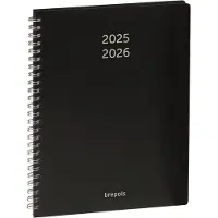 Brepols agenda 2025-2026 - Prevision POLYPROP - Schoolagenda - 1 week op 2 pagina's - Wire-O - Weekoverzicht - Zwart - 17.1 x 22 cm