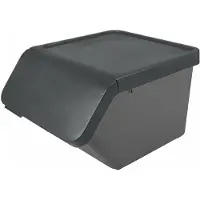 Sunware Sigma Home sorteer bak met deksel - afvalbak - antraciet - stapelbaar - 45L - 49 x 39 x 30 cm