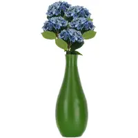 Chaks Kunstbloem Hortensia tak - 5x - blauw - 35 cm - losse steel - Kunst zijdebloemen
